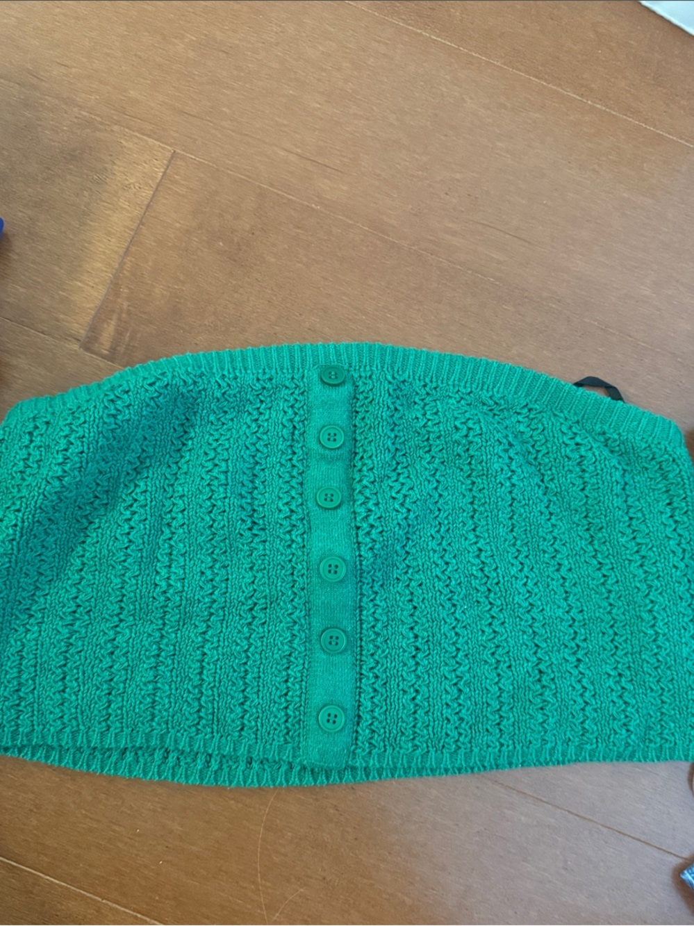 Forever 21 Green Knit Button-Front Strapless Crop Top